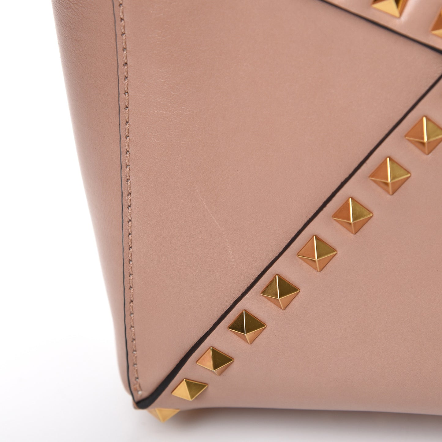Vitello Rockstud Hype Shoulder Bag Rose Cannelle