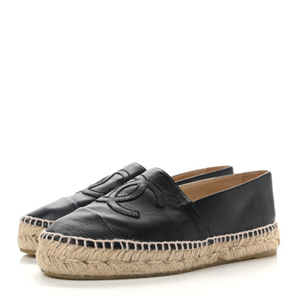 Chanel Lambskin CC Espadrilles 37 Black 3 of 11