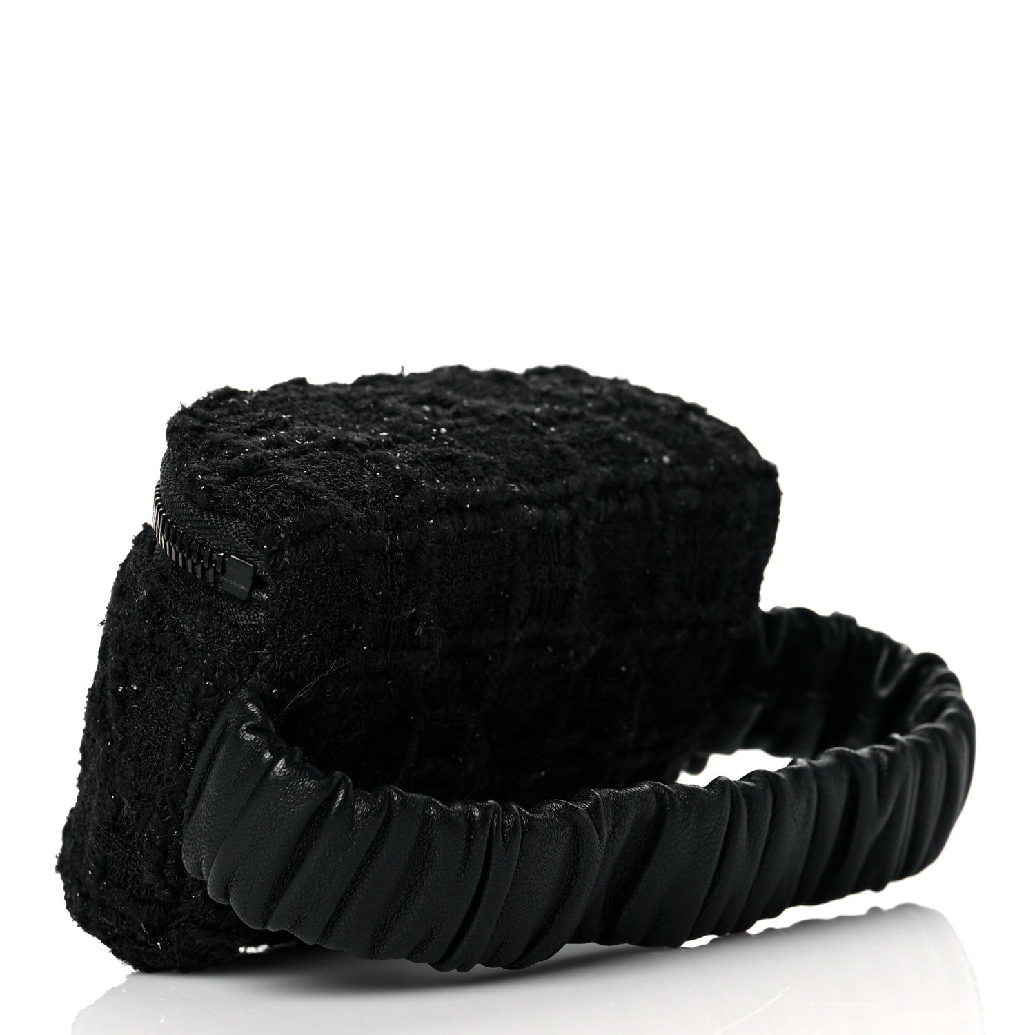 Chanel Tweed Lambskin Quilted Arm Coin Purse Black 3 of 11