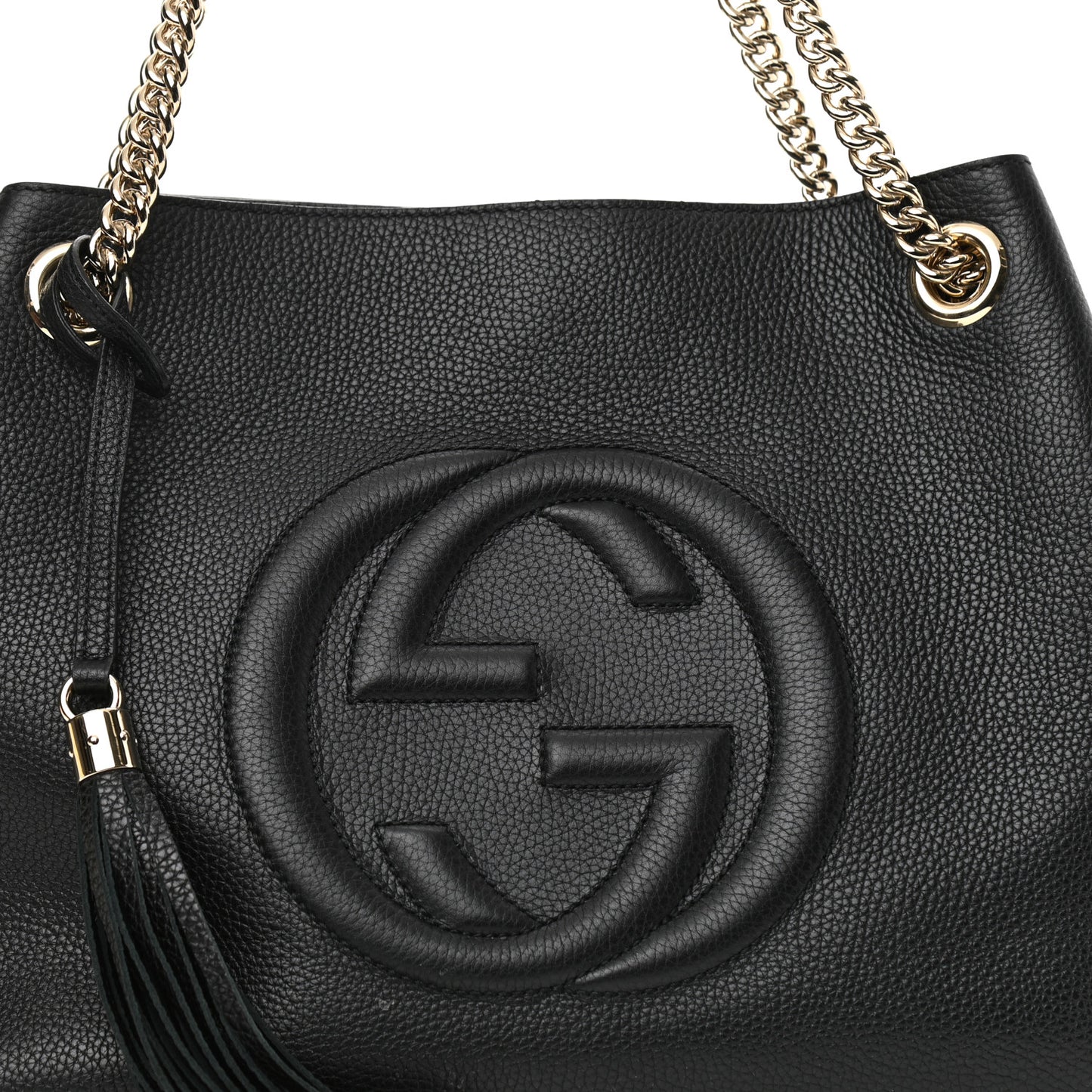 Pebbled Calfskin Medium Soho Chain Shoulder Bag Black