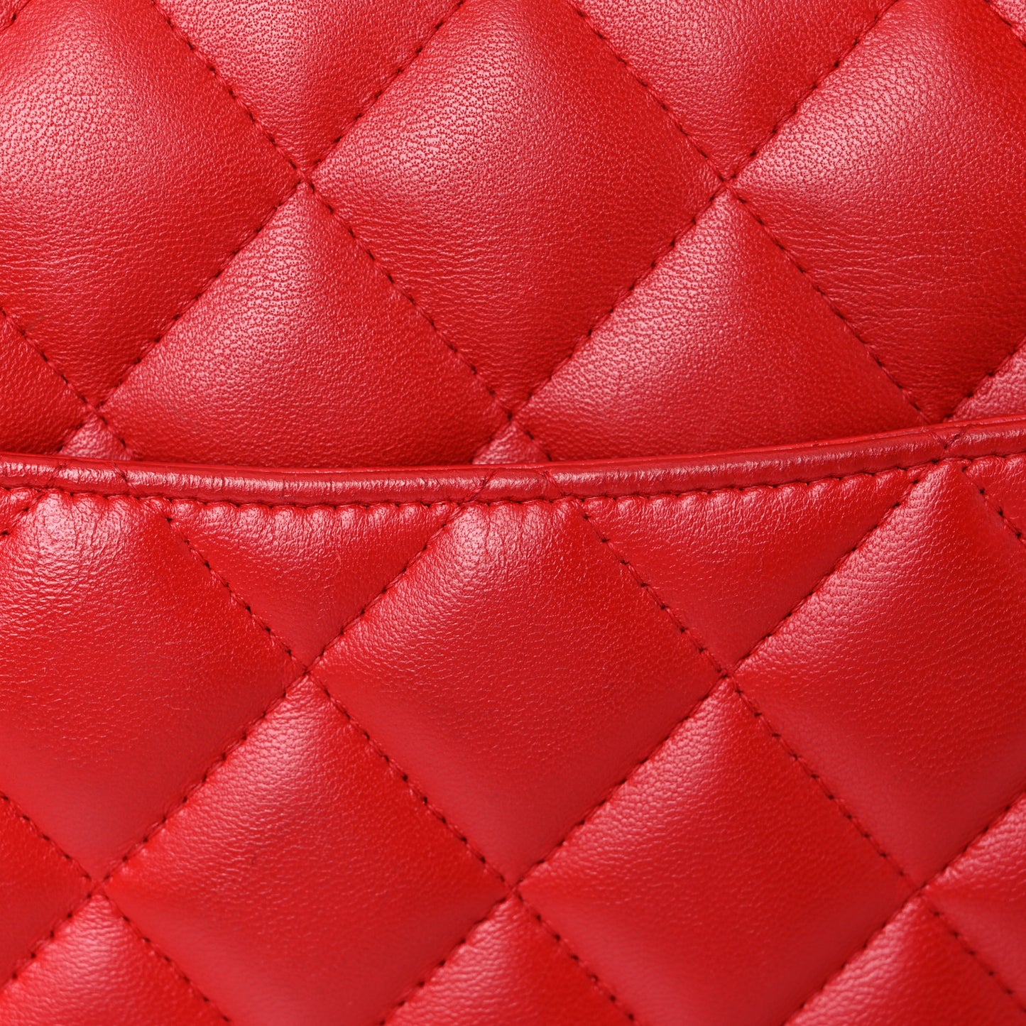 Lambskin Quilted Jumbo Double Flap Red