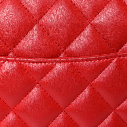 Chanel Lambskin Quilted Jumbo Double Flap Red 31 of 35