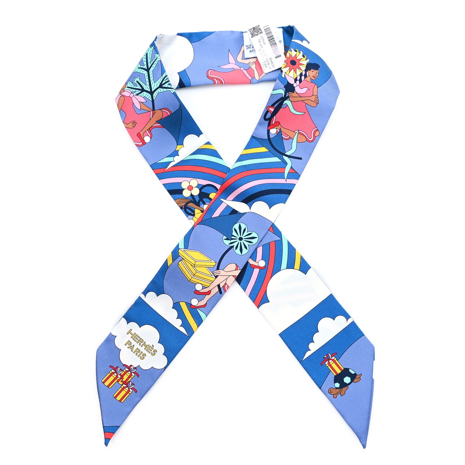 Hermes Silk Carres Volants Twilly Bleu Jaune Vif Multicolor 1 of 3
