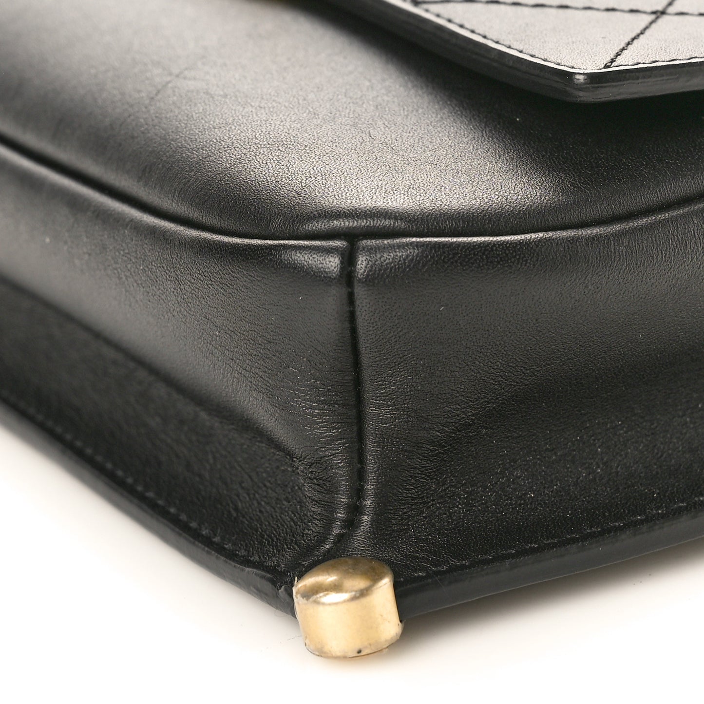 Calfskin Stitched Flap Black