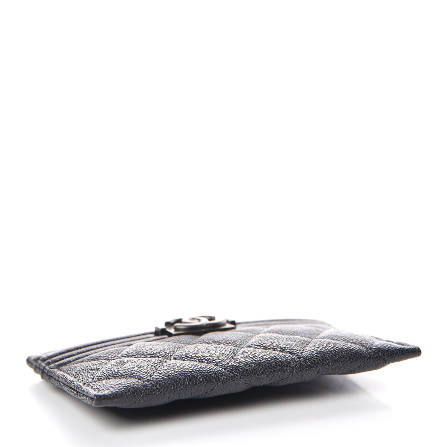Caviar Quilted Boy Card Holder Charcoal