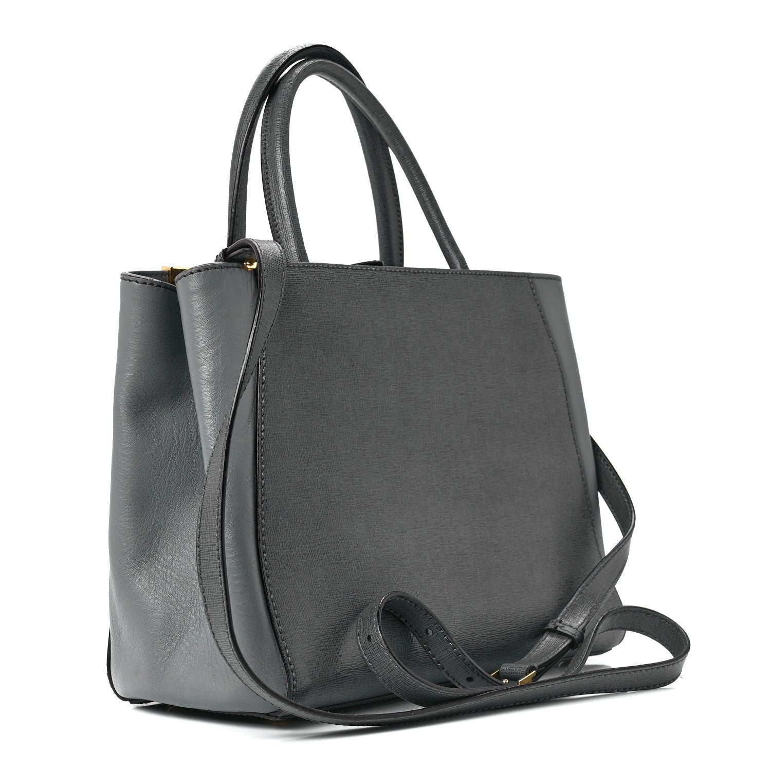 Fendi Vitello Elite Petite 2Jours Tote Grey 2 of 12