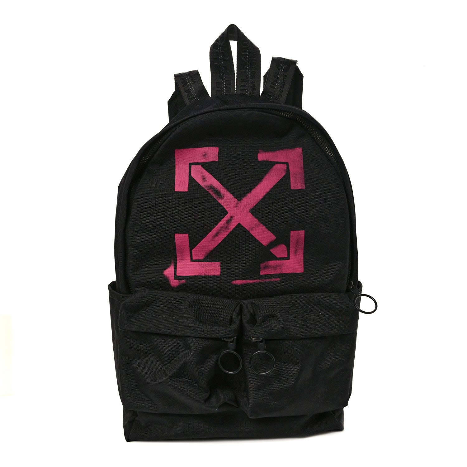 Off-White Canvas Logo Backpack Black Fuchsia 1 of 10