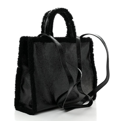 Telfar X UGG Crinkle Patent Shearling Medium Shopping Bag Black 3 of 10