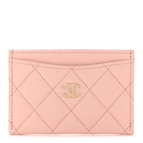 Caviar Quilted Card Holder Light Pink