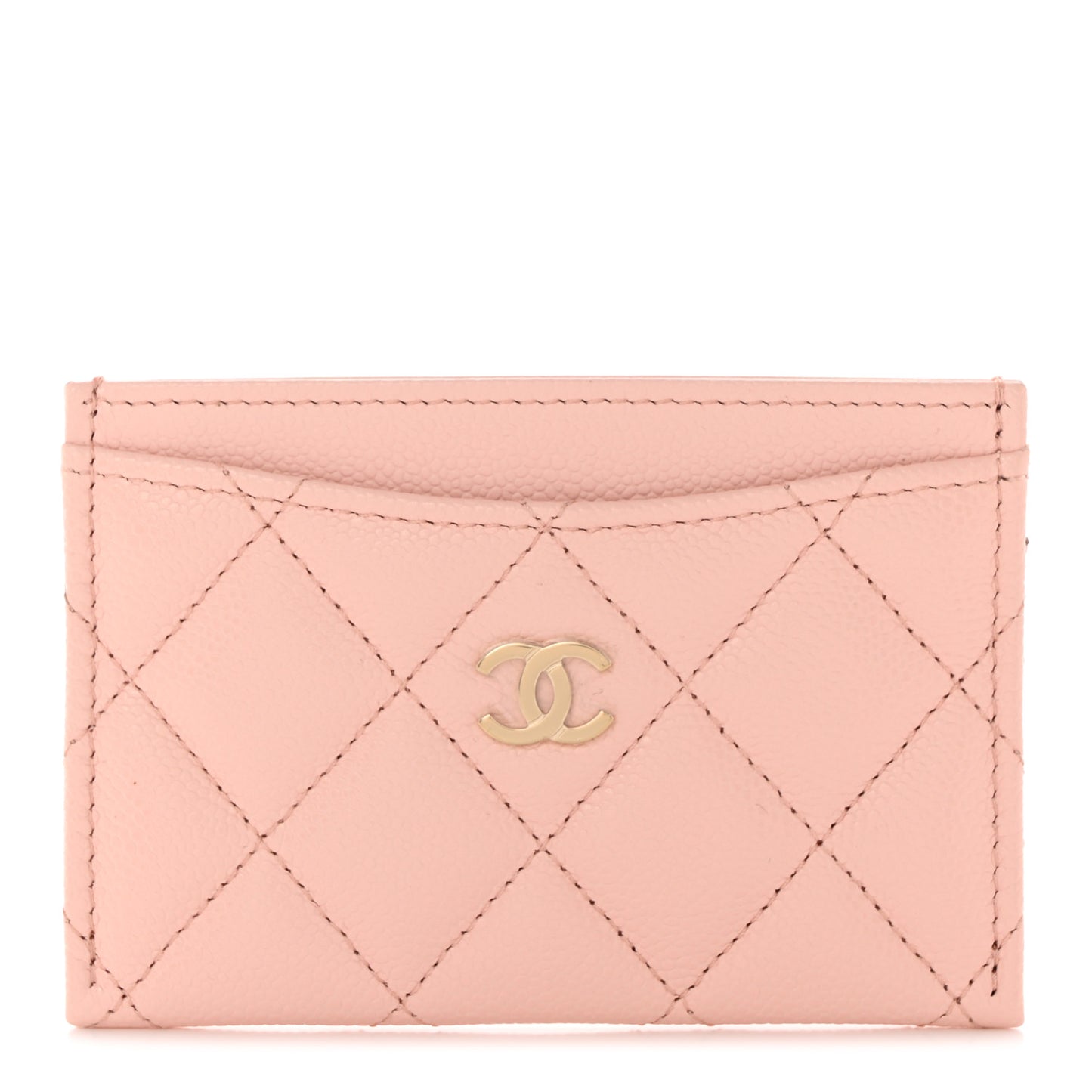 Caviar Quilted Card Holder Light Pink