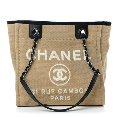 Chanel Canvas Mini Deauville Tote Beige Black 1 of 4