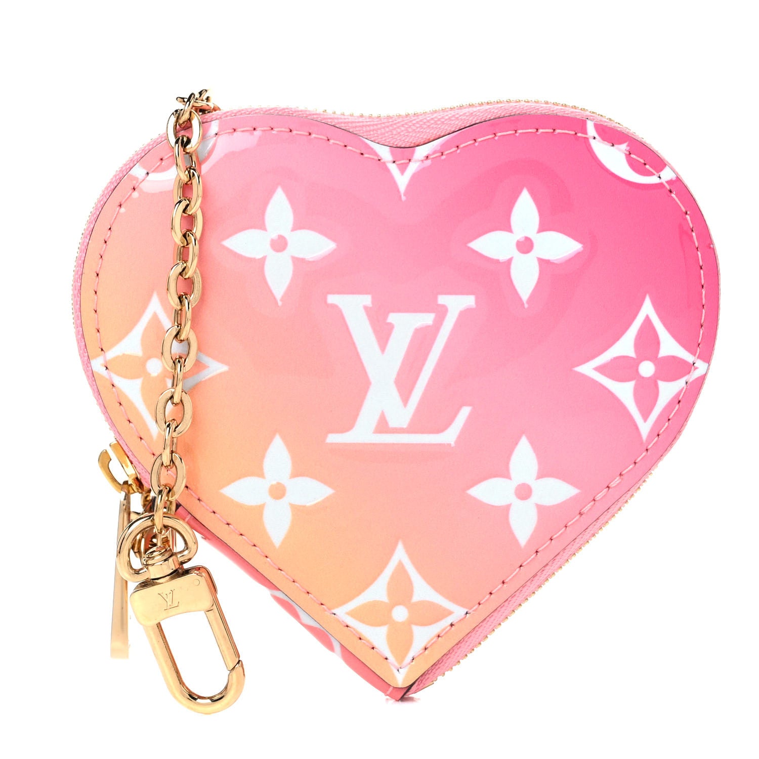 Louis Vuitton Vernis Gradient Love Lock Heart Coin Purse Pink White 1 of 8