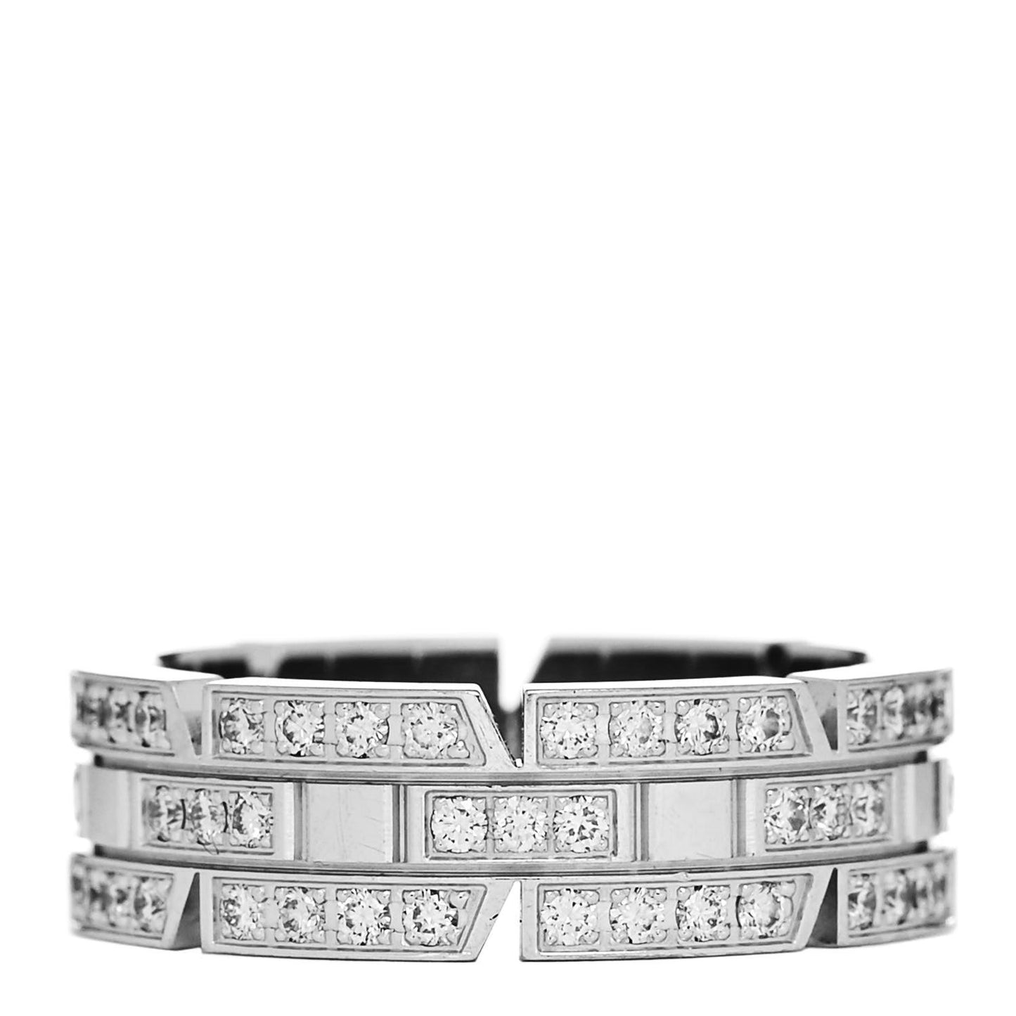 18K White Gold Diamond 6mm Tank Francaise Ring 52 6