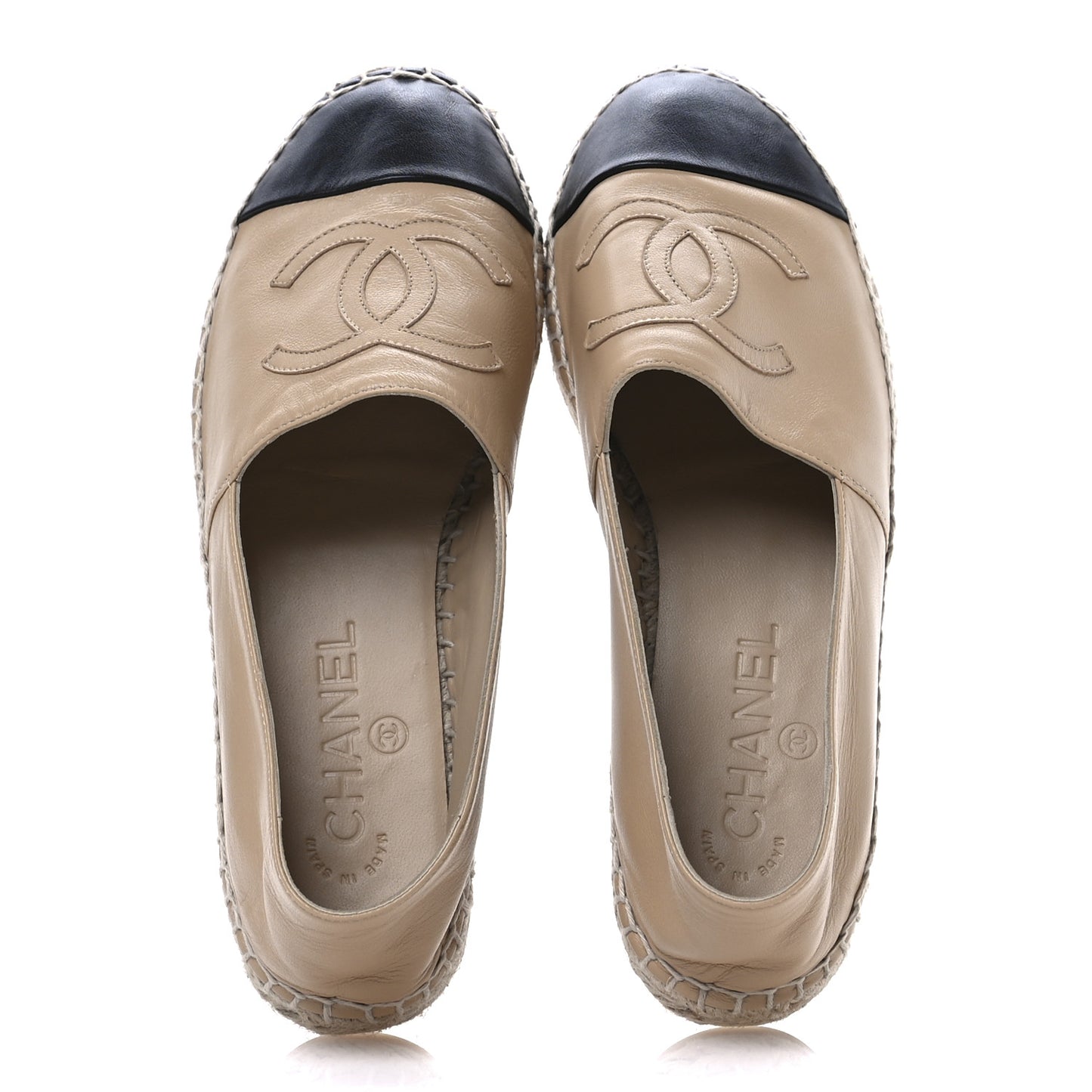 Lambskin CC Espadrilles 37 Beige Black