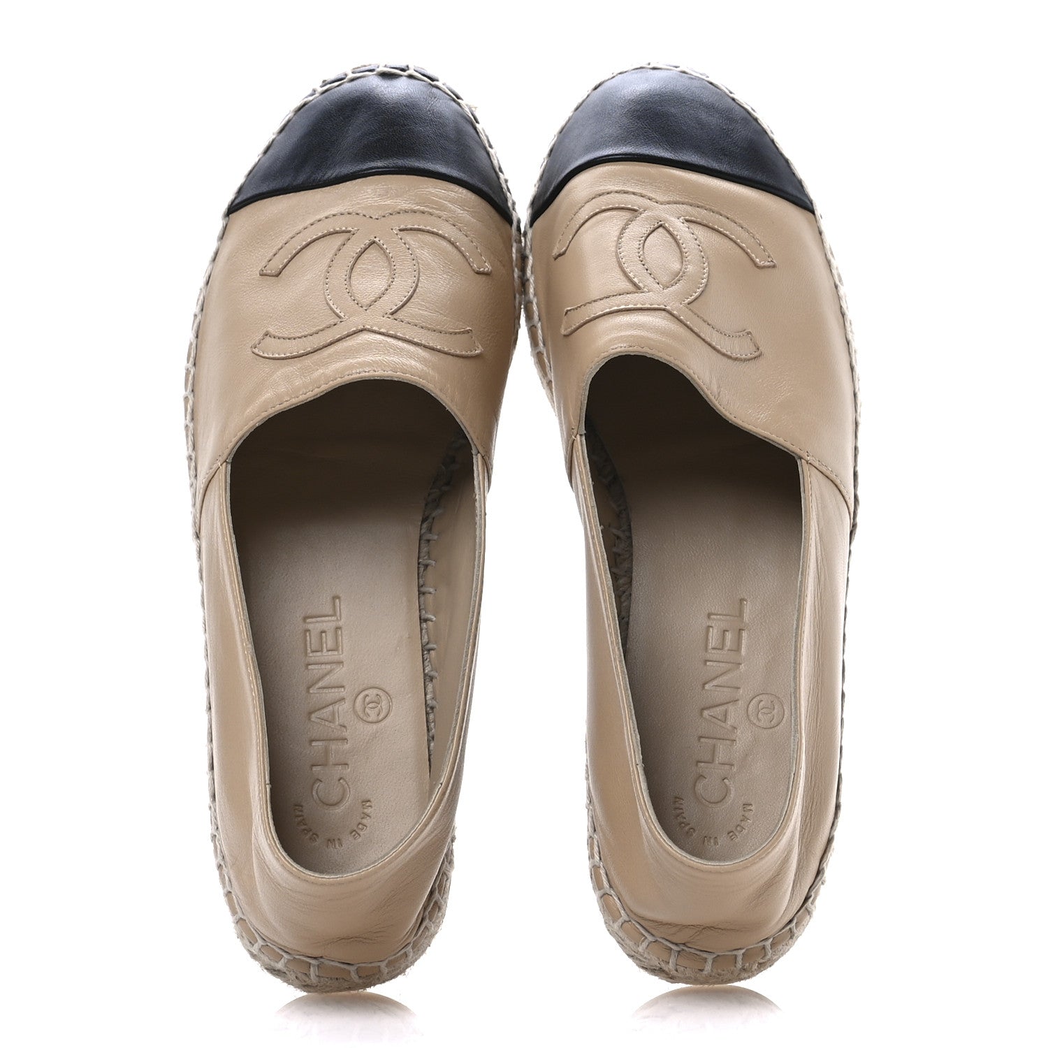 Chanel Lambskin CC Espadrilles 37 Beige Black 2 of 8