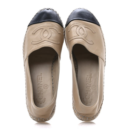 Chanel Lambskin CC Espadrilles 37 Beige Black 2 of 8