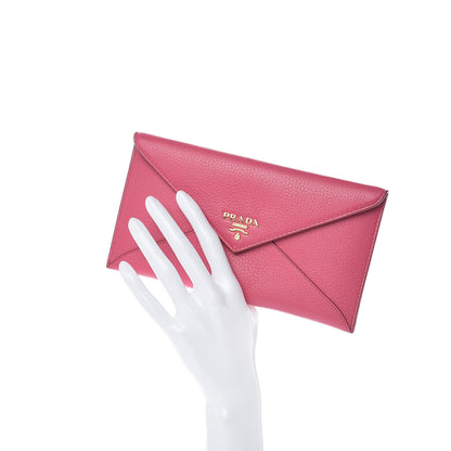 Prada Vitello Grain Letter Wallet Peonia 2 of 9