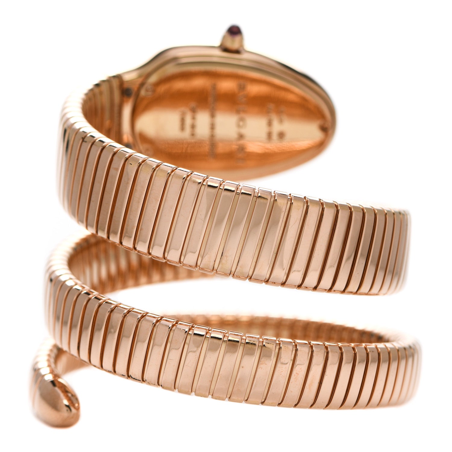 Bulgari 18K Rose Gold Diamond Bezel 35mm Serpenti Tubogas Double Spiral Quartz Watch Black 3 of 4