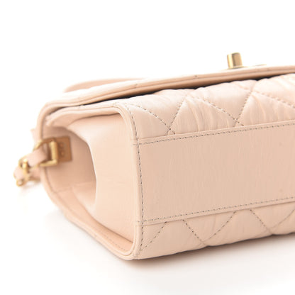 Chanel Crumpled Lambskin Quilted Mini CC Links Top Handle Flap Beige 7 of 9