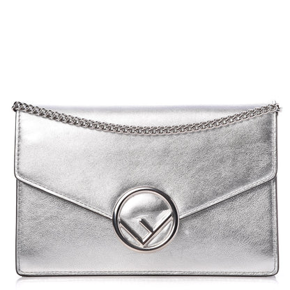 Fendi Vitello Catalan Mirror F is Fendi Medium Envelope Wallet on Chain Argento 1 of 7
