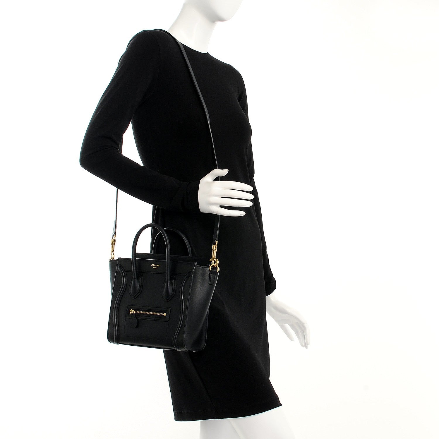 Celine Smooth Calfskin Nano Luggage Black 2 of 8