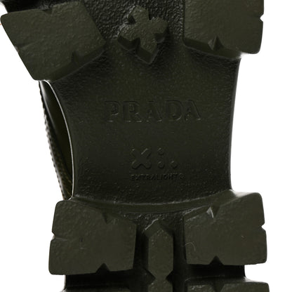 Prada Spazzolato Rois Re-Nylon Metal Triangle Logo Monolith Pouch Pocket 55mm Boots 37.5 Militare 7 of 9