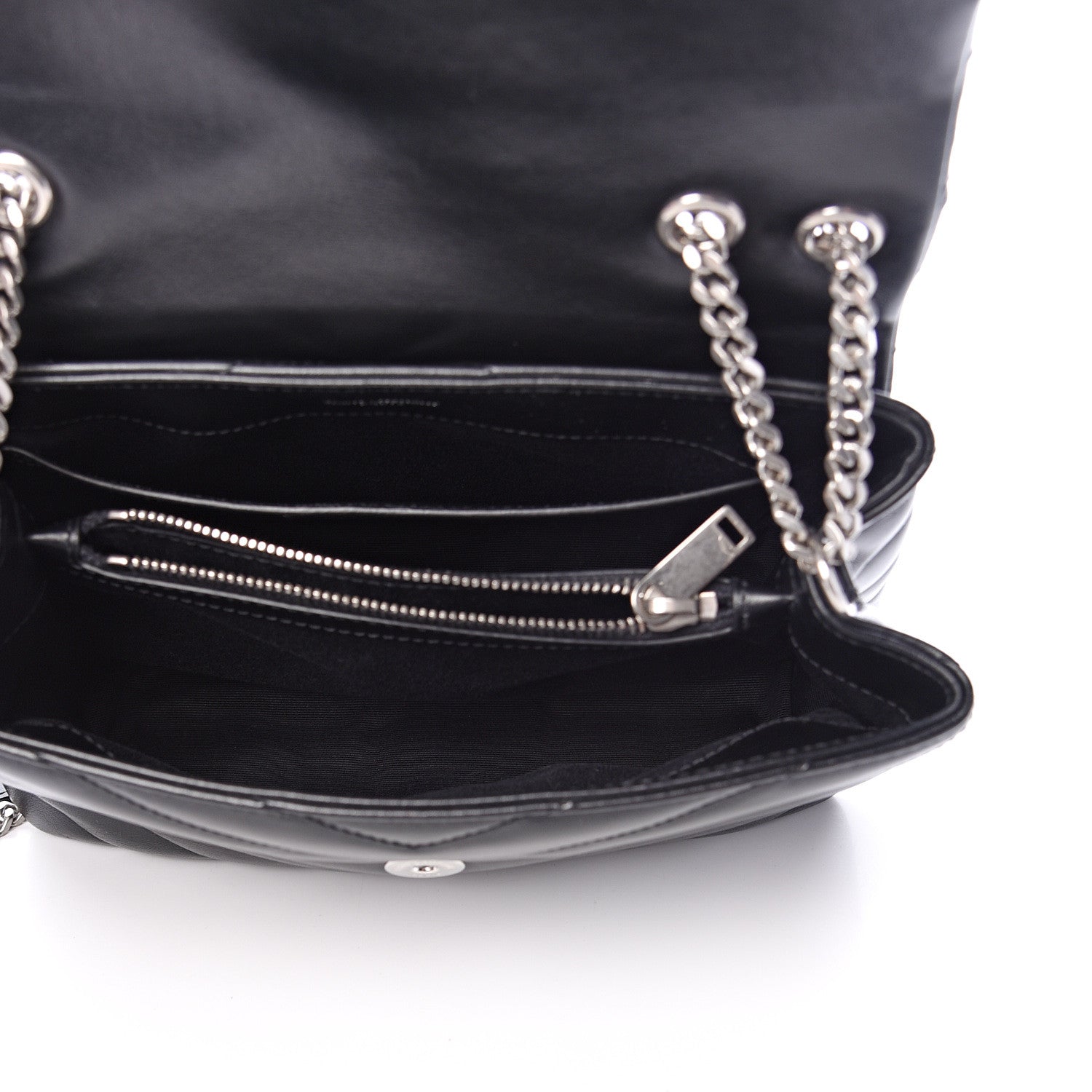Saint Laurent Calfskin Y Quilted Monogram Small Loulou Chain Satchel Black 4 of 9