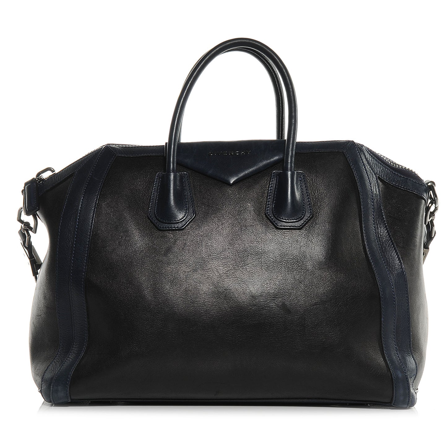 Calfskin Large Bi-Color Antigona Black Navy