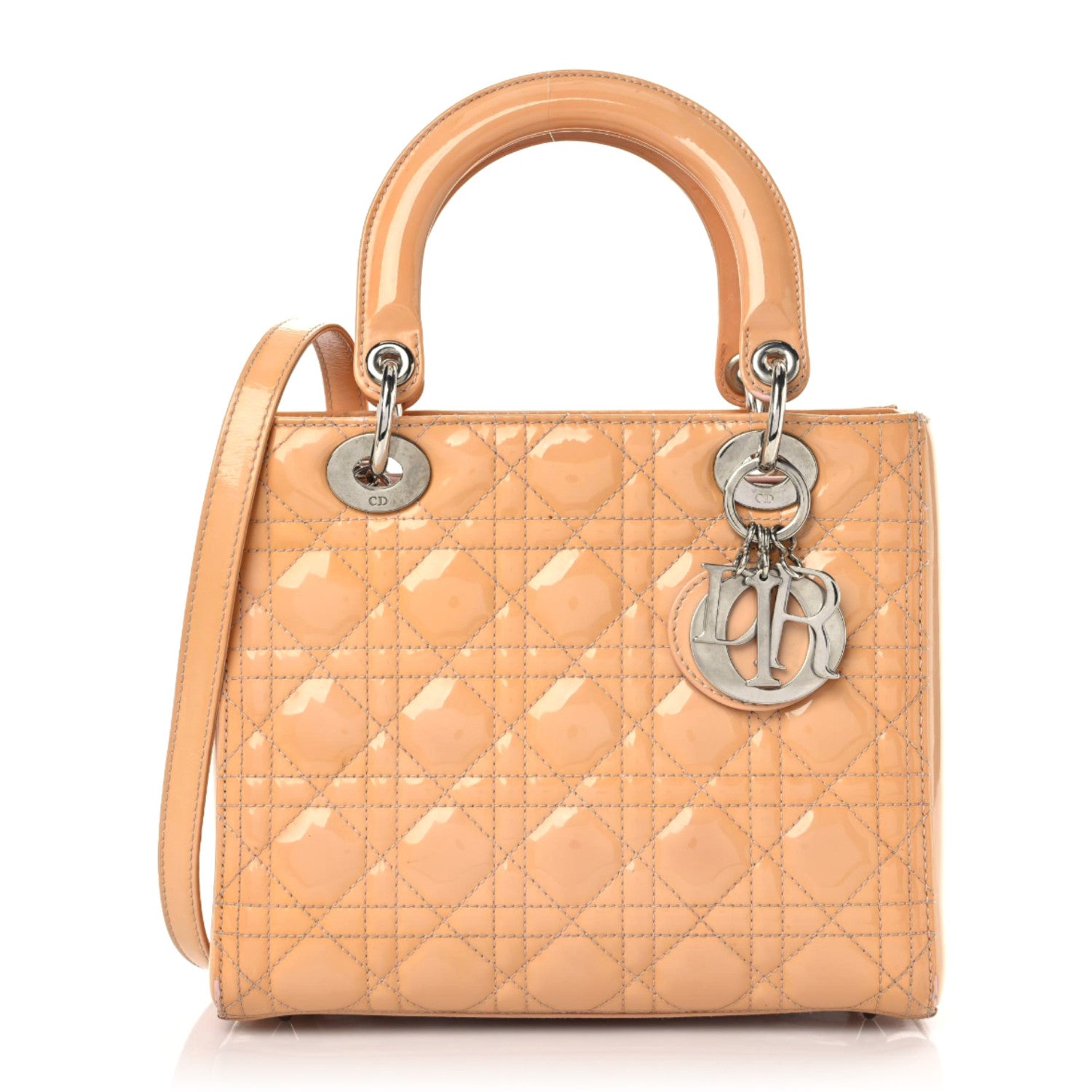 Christian Dior Patent Cannage Medium Lady Dior Beige 1 of 20