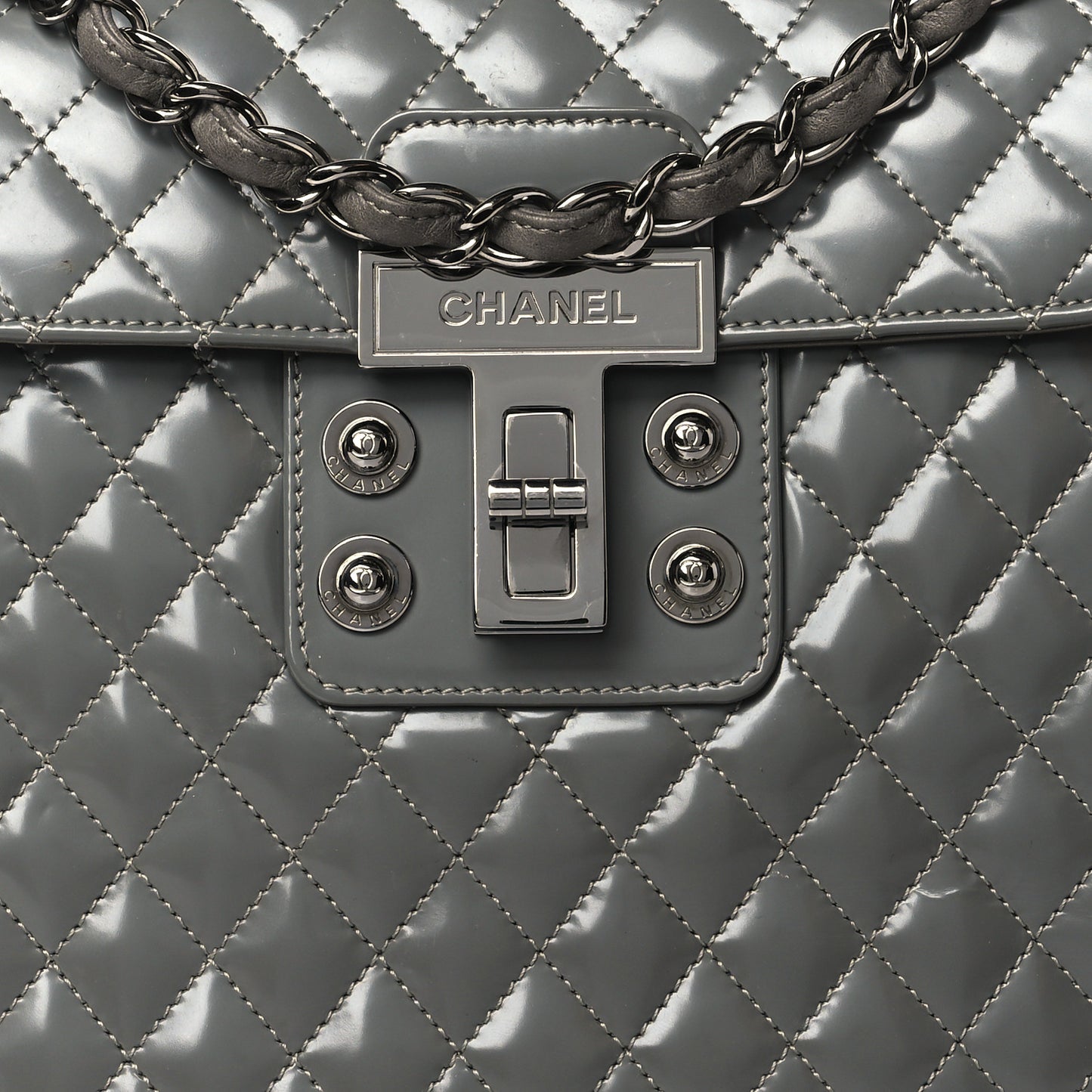 Glazed Calfskin Small Mademoiselle Lock Kelly Flap Bag Grey