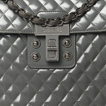 Chanel Glazed Calfskin Small Mademoiselle Lock Kelly Flap Bag Grey 8 of 10