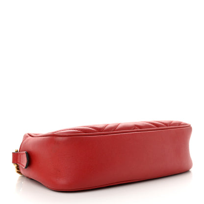 Gucci Calfskin Matelasse Small GG Marmont Chain Shoulder Bag Hibiscus Red 4 of 15