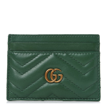Gucci Calfskin Matelasse GG Marmont Card Holder Emerald Green 1 of 7