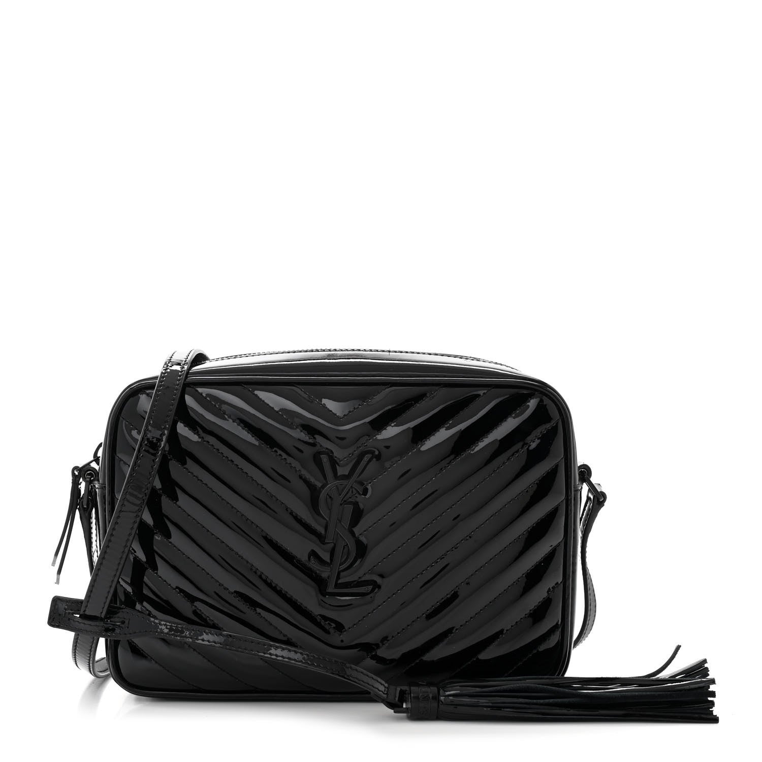 Saint Laurent Patent Calfskin Matelasse Monogram Lou Camera Bag Black 1 of 10