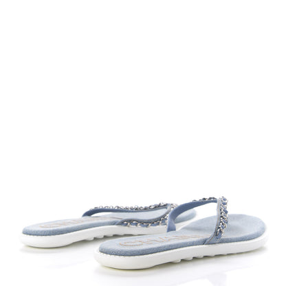 Chanel Denim CC Chain Thong Sandals 39 Blue 4 of 8