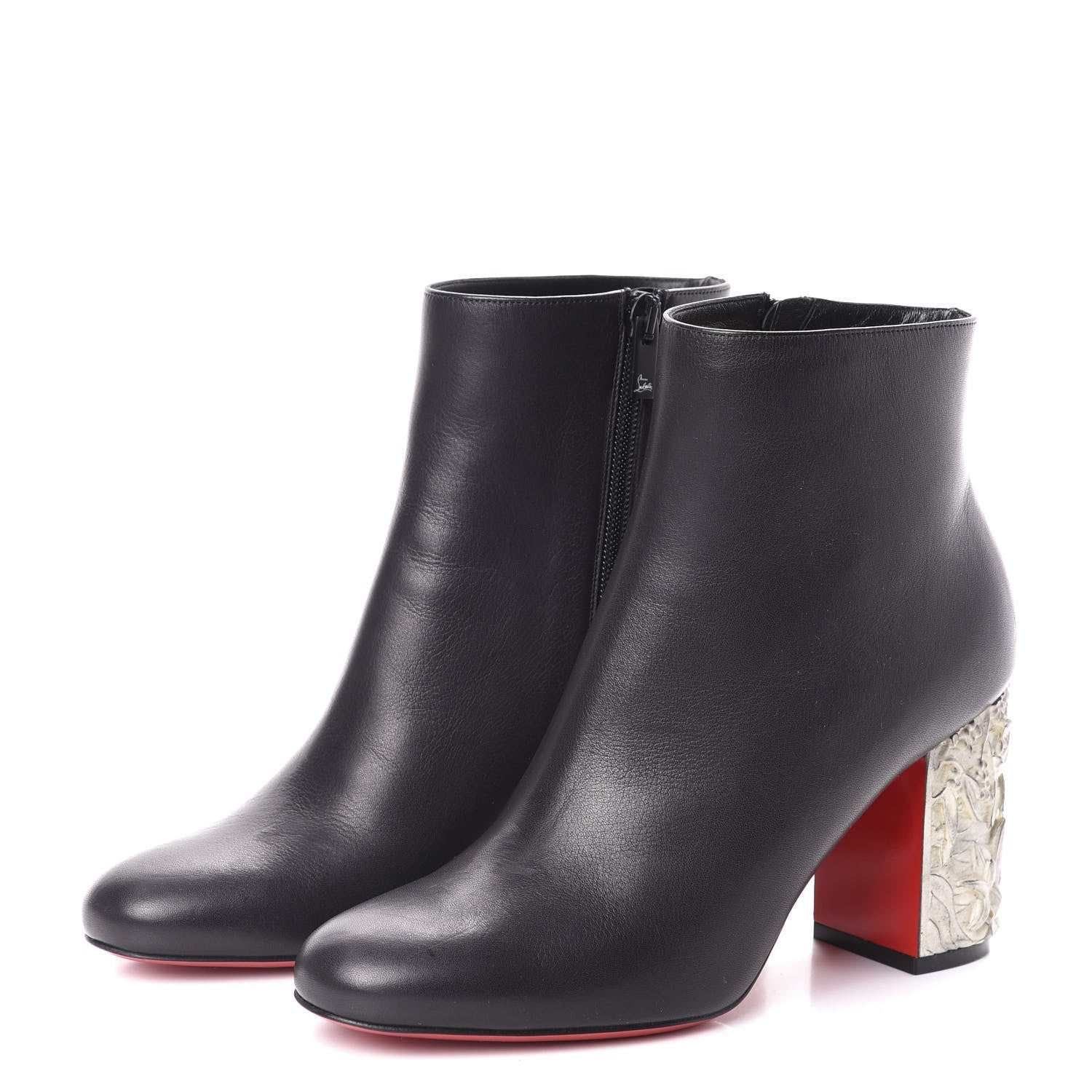 Christian Louboutin Calfskin Bas Relief Pietra 85 Ankle Boots 37.5 Black 3 of 7