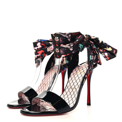 Christian Louboutin Patent Satin Fetish Du Desert 100 Sandal 39 Black 3 of 8