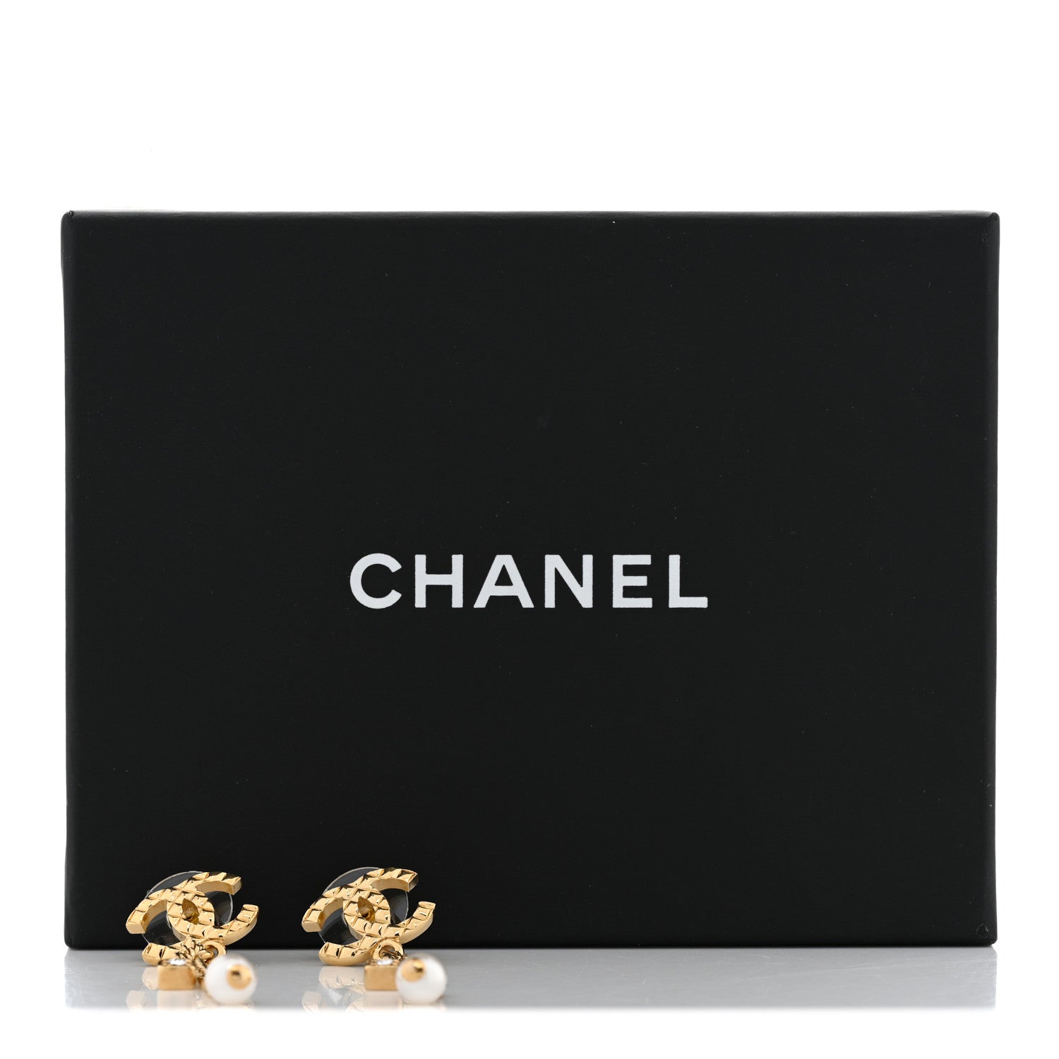 Chanel Pearl Crystal CC Chain Drop Earrings Gold 5 of 5