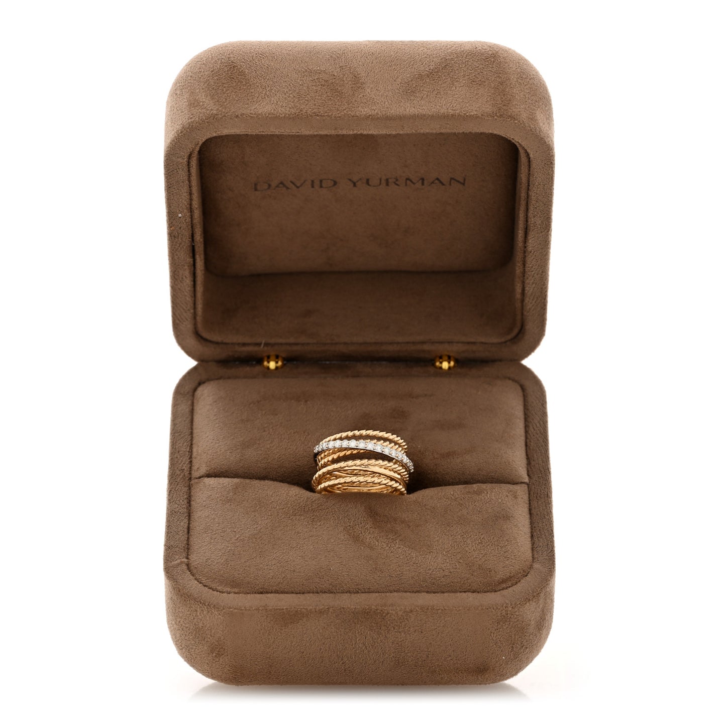18K Yellow Gold Diamond 11mm Wide Crossover Ring 50 5.5