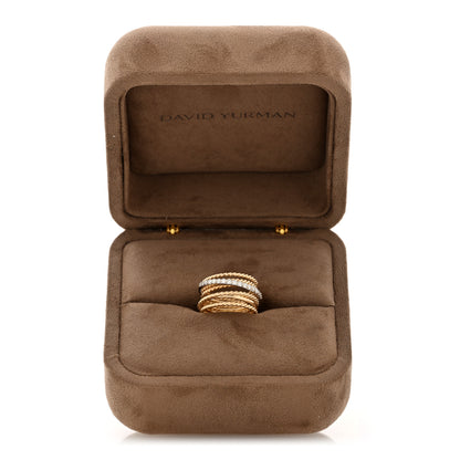 David Yurman 18K Yellow Gold Diamond 11mm Wide Crossover Ring 50 5.5 5 of 5
