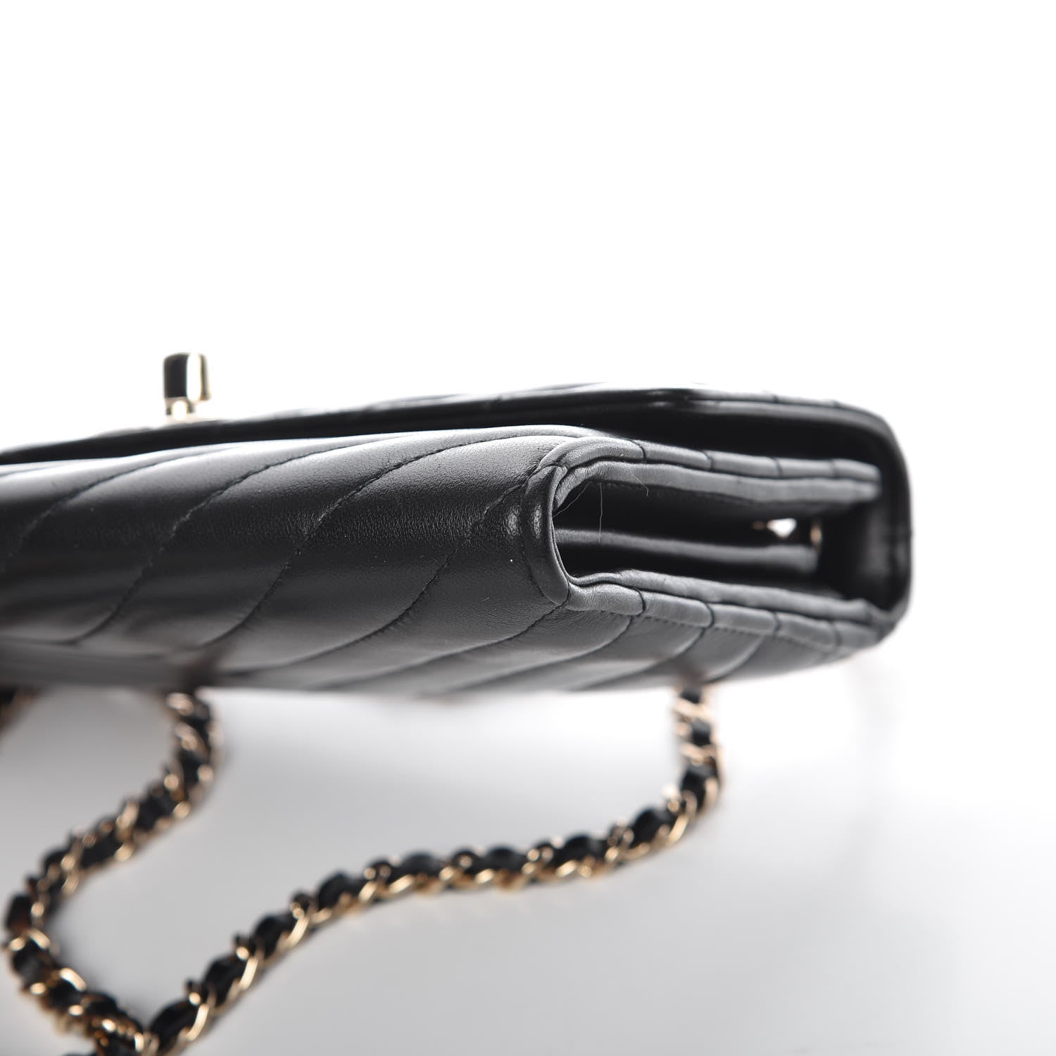 Chanel Lambskin Chevron Quilted Trendy CC Wallet On Chain WOC Black 10 of 11