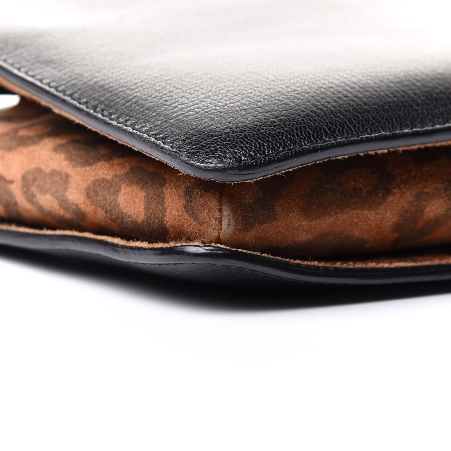 Goatskin Suede Cross 3 Crossbody Bag Black Leopard