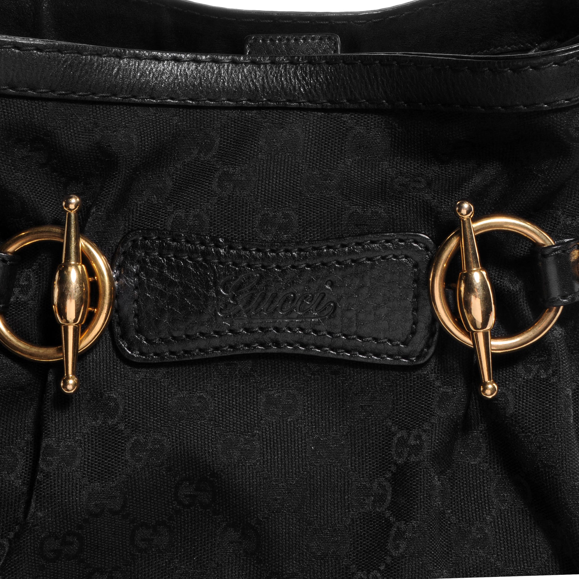 Gucci Monogram Medium Jockey Tote Black 9 of 9