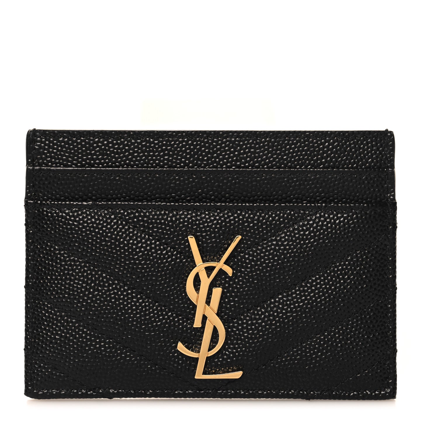 Grain De Poudre Matelasse Chevron Monogram Credit Card Case Black