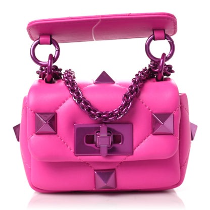 Valentino Garavani Nappa Lacquer Monochrome Mini Roman Stud Shoulder Bag Pink PP 1 of 7