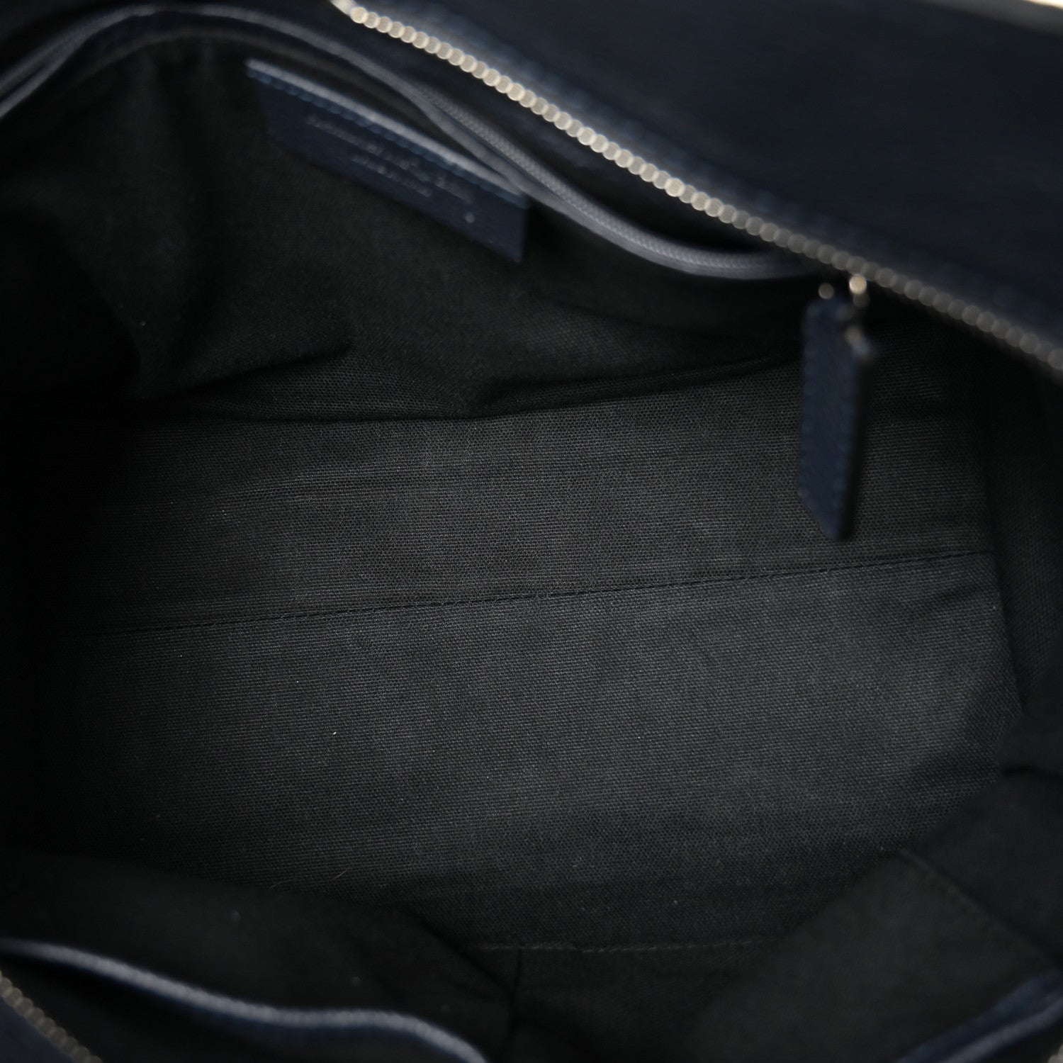 Alexander McQueen Pebbled Calfskin Small Skull Padlock Zip Around Tote Navy 5 of 10