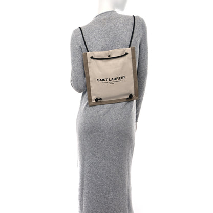 Saint Laurent Linen Calfskin Rive Gauche Backpack Greggio Natural 2 of 8