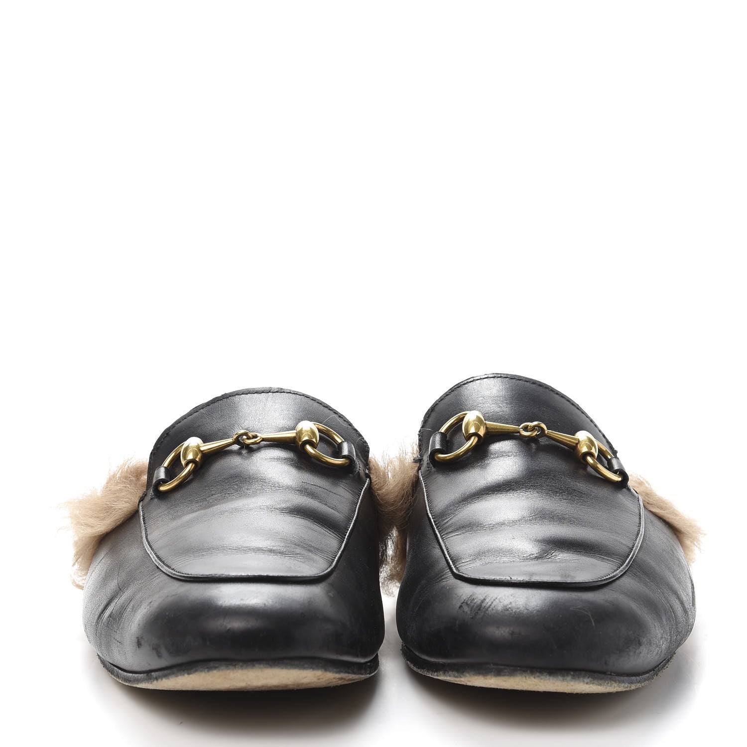 Gucci Calfskin Fur Womens Princetown Slippers 11.5 Black 2 of 6