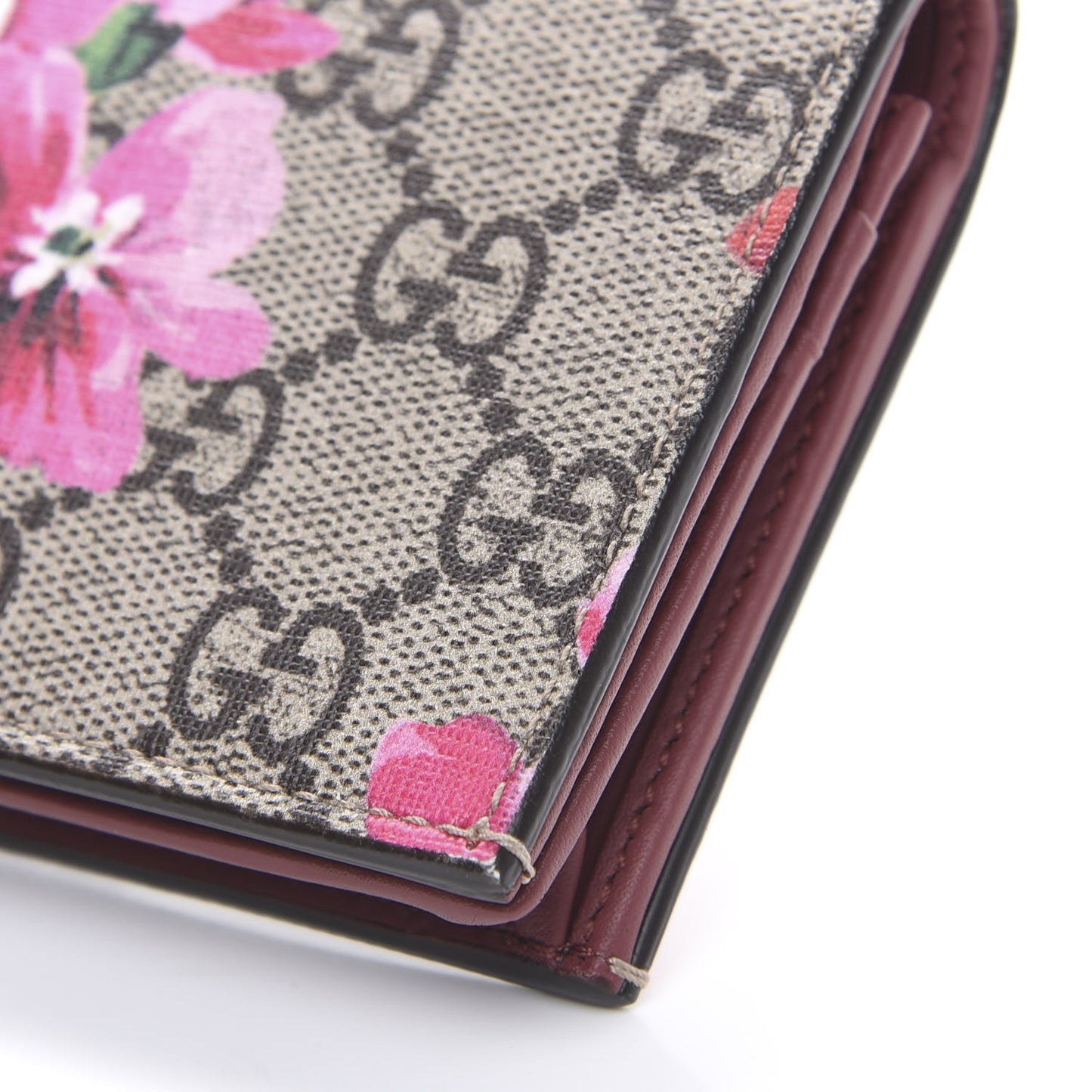 GG Supreme Monogram Blooms Card Case Beige Multicolor Dry Rose