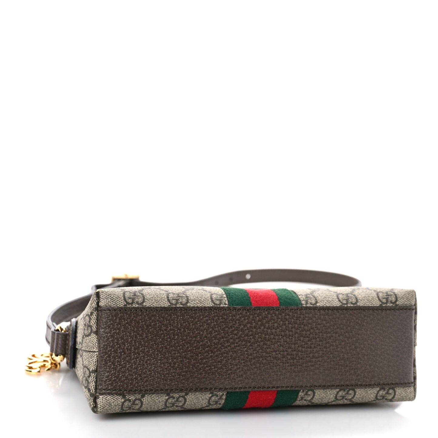 GG Supreme Monogram Textured Dollar Calfskin Web Small Ophidia Dome Shoulder Bag Beige Ebony New Acero